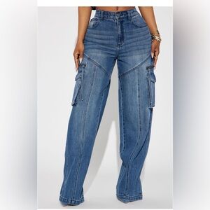 Denim Cargo Straight Jeans Size 9